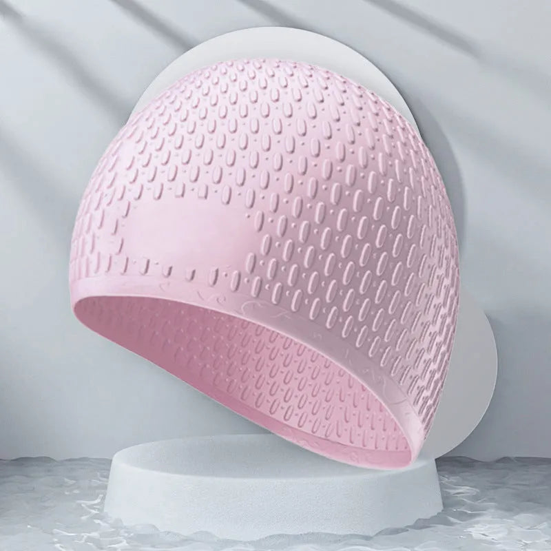 Silicone swimming cap for adult swimming in solid colours including Tiffany Blue and Cherry Blossom Pink