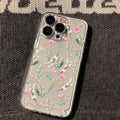 Small floral silicone phone case for iPhone 11-16 series, transparent, with shockproof and anti-fingerprint TPU material