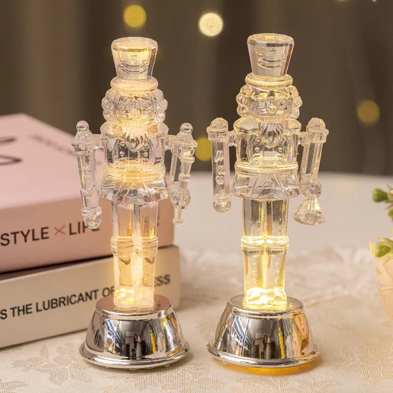 Transparent plastic walnut soldier nutcracker Christmas ornament in military uniform