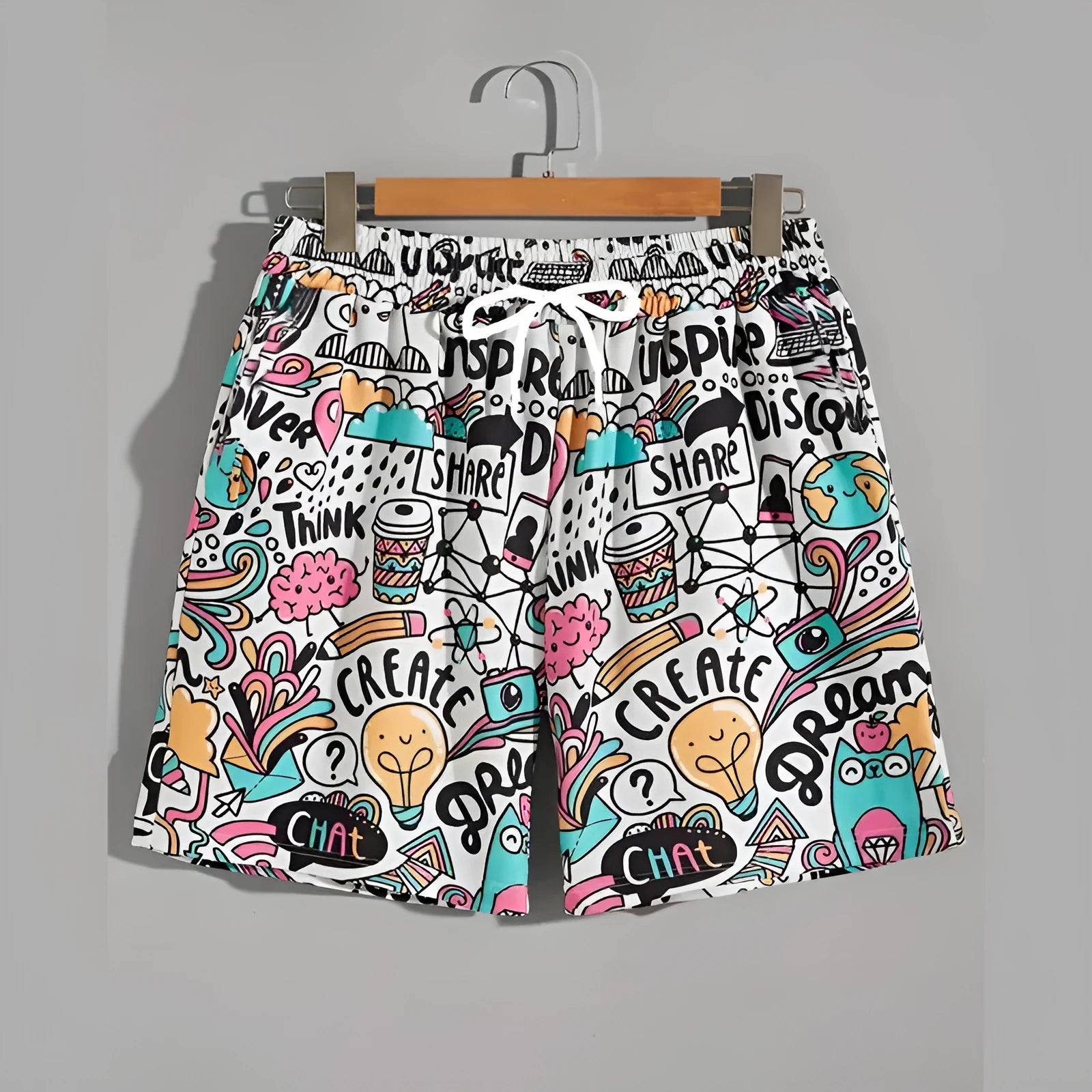 Men's loose fit beach shorts in polyester fabric available in multiple colours and sizes