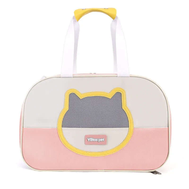 Foldable cat school backpack in Oxford cloth with contrast colour pattern and breathable design