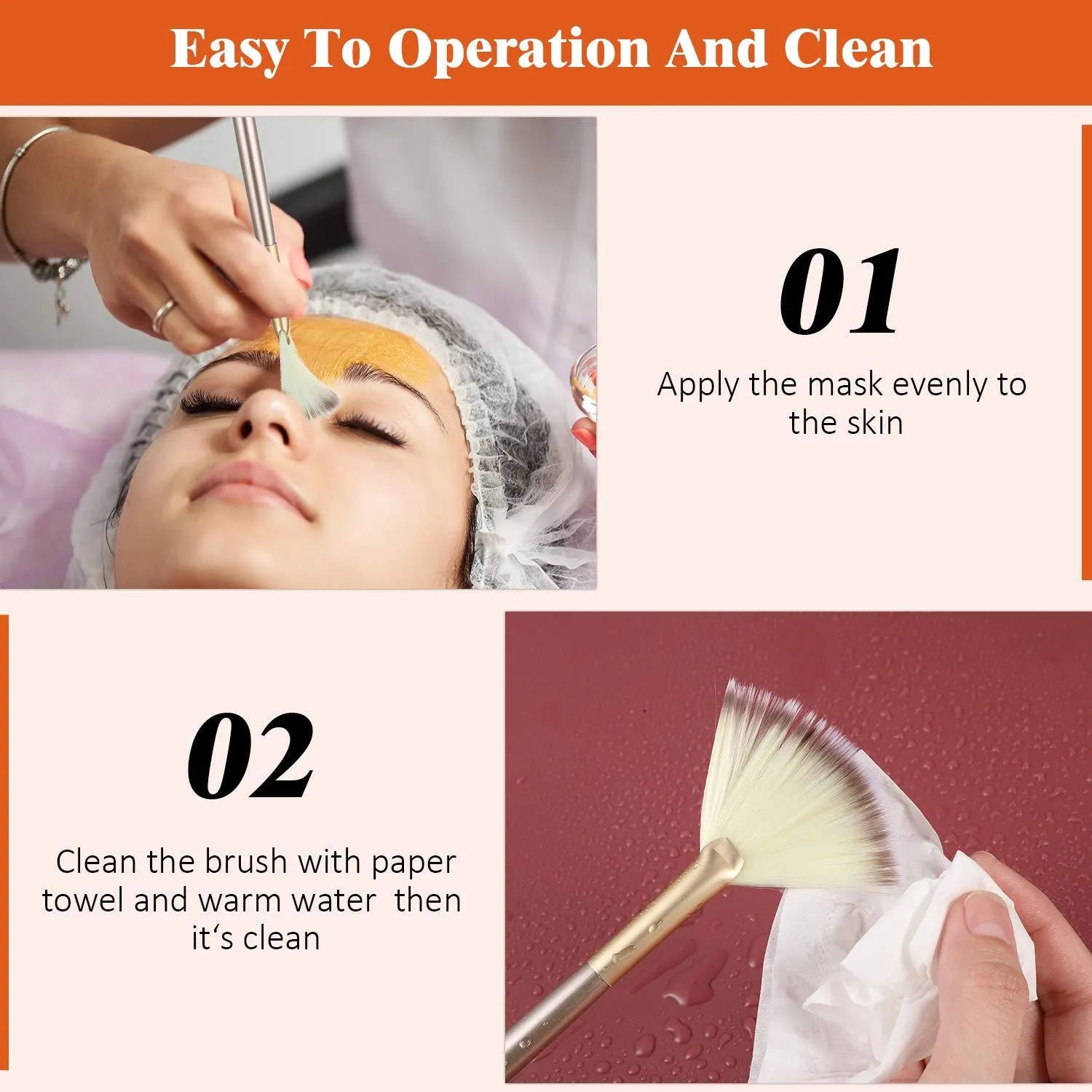 10 professional facial fan brushes with wooden handles and protective covers