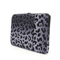 Leopard print laptop sleeve with flannel lining for 13-inch to 16-inch devices
