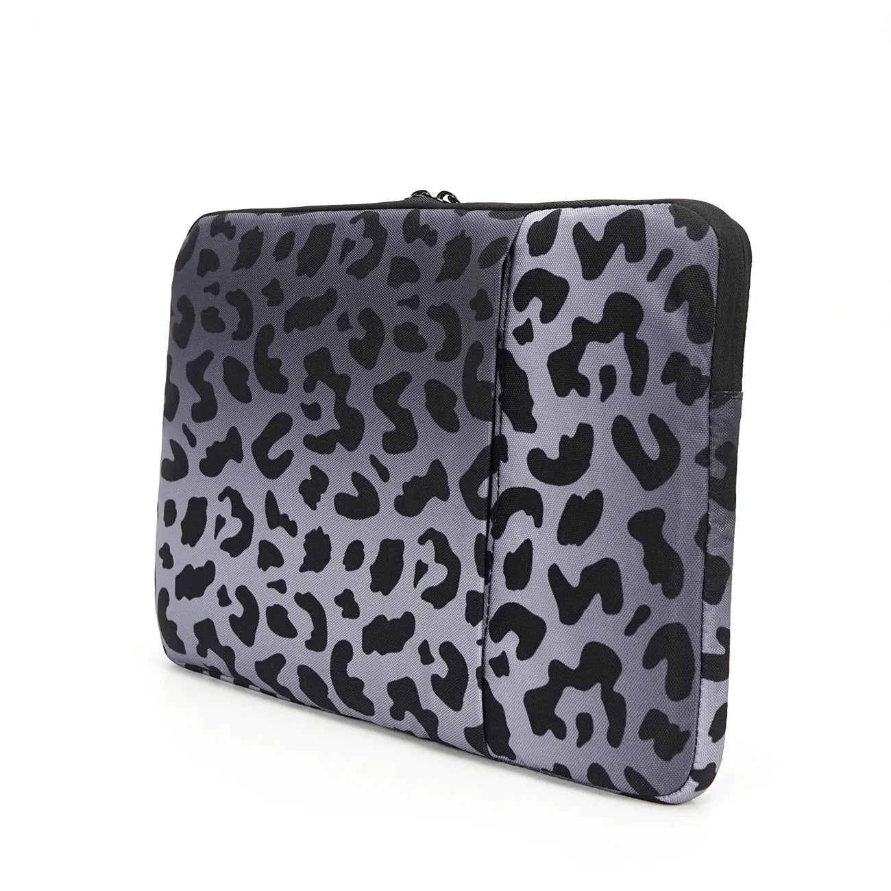 Leopard print laptop sleeve with flannel lining for 13-inch to 16-inch devices