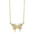 Women's magnetic snap butterfly pendant necklace with twisted titanium steel chain in gold colour
