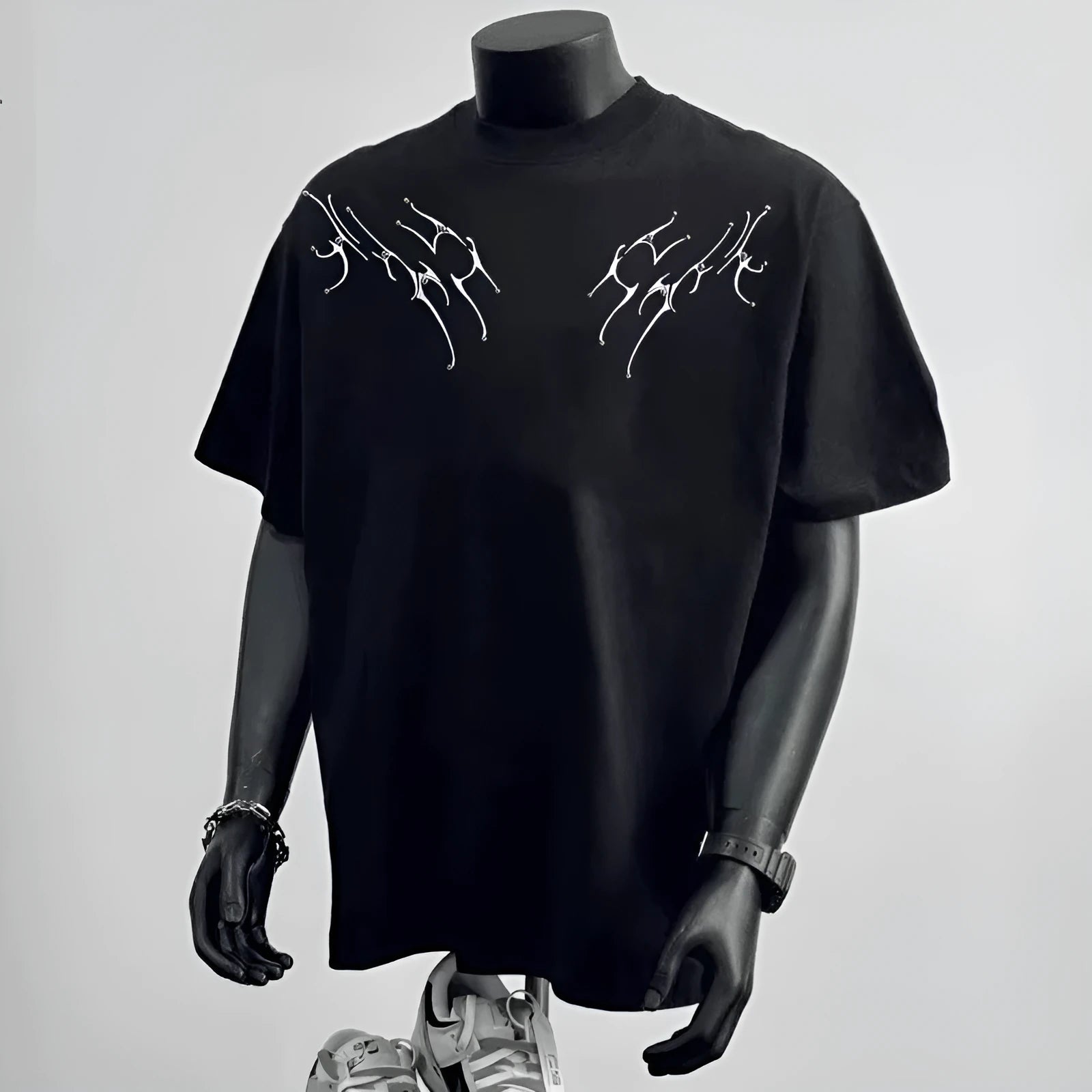 Men's loose fit pure cotton short sleeve shirt in white and black colours