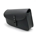 Black PU leather motorcycle swingarm bag for Harley Davidson Sportster showing left and right mounting options