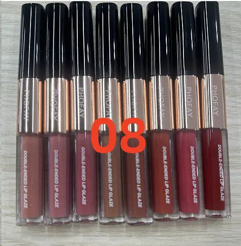 C-L021 double-head lip gloss showing two applicator wands and non-stick cup design