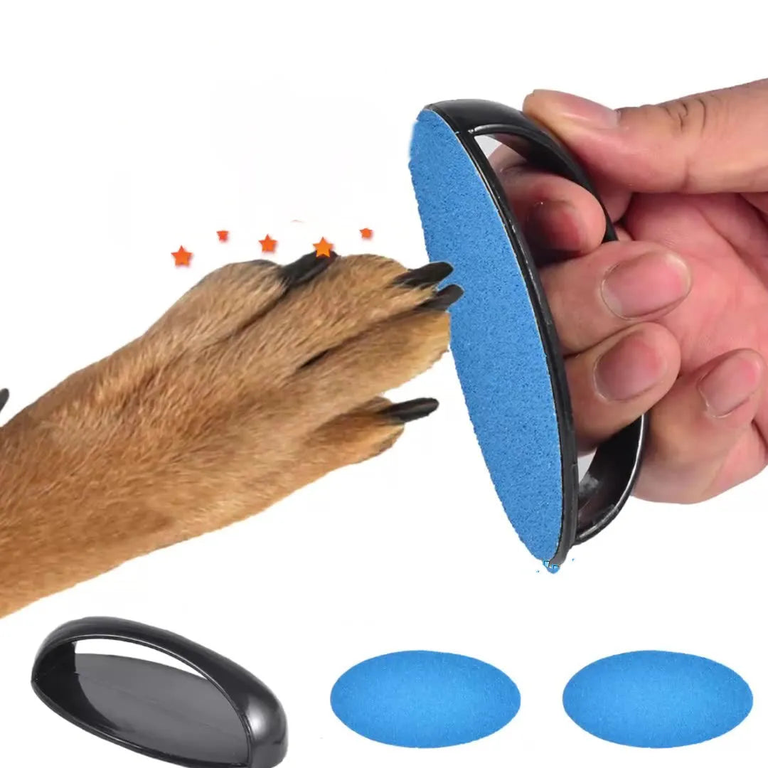 Square dog nail file board with ergonomic handle in blue colour option