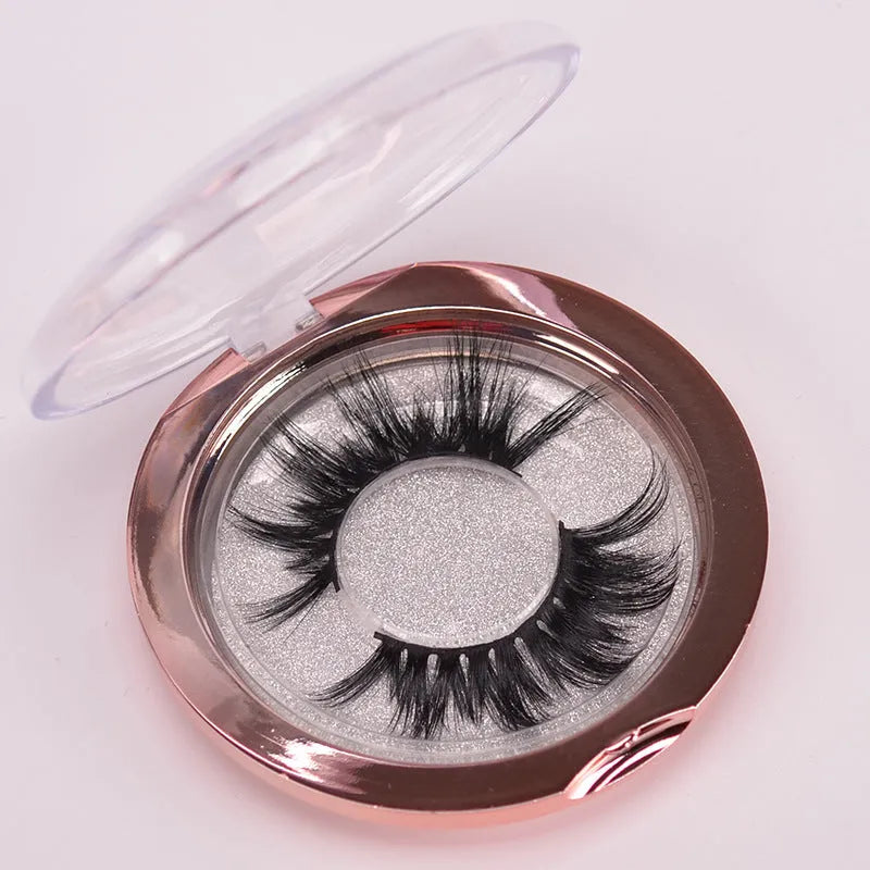 Handcrafted 5D mink false eyelashes set with double-headed brush and hair cap