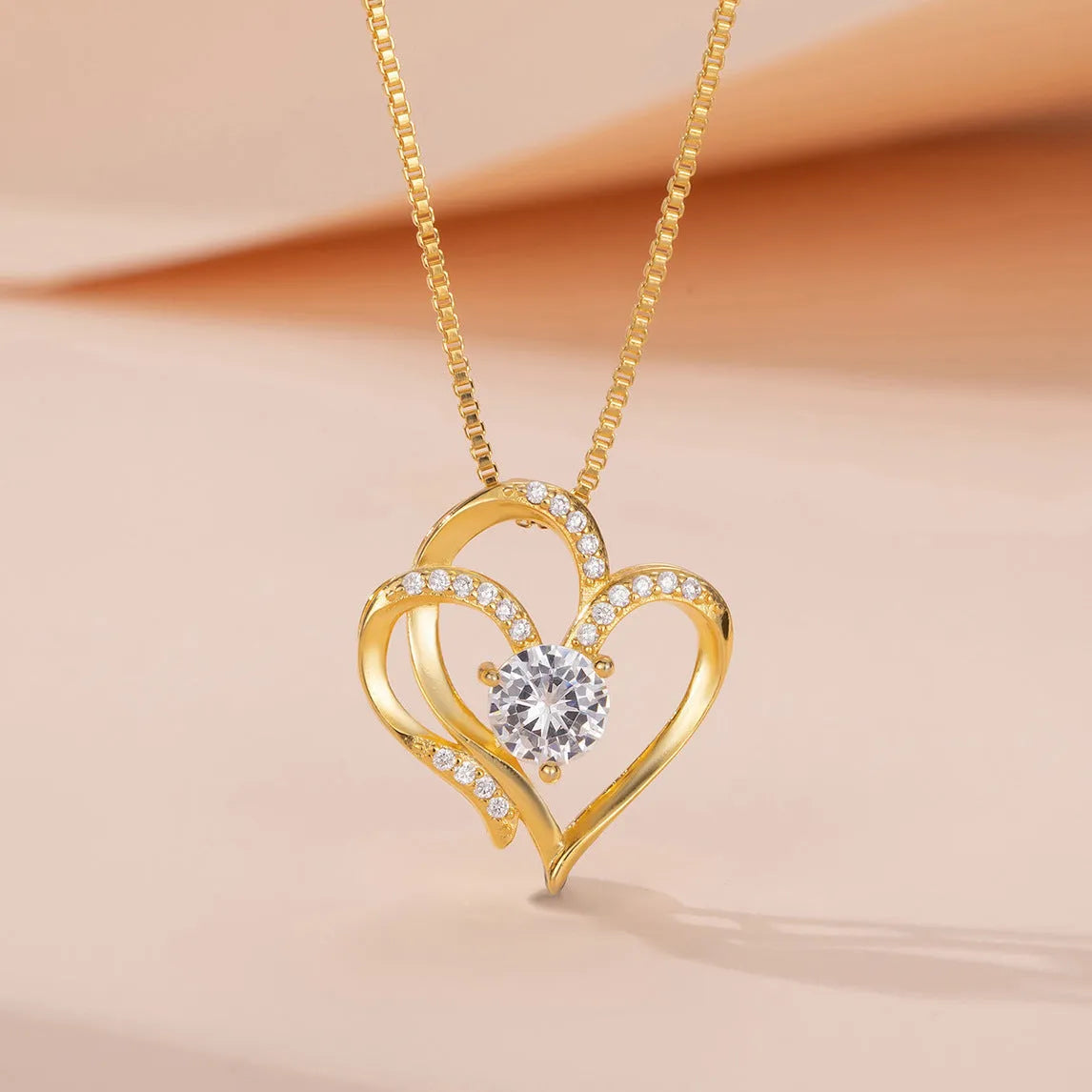 Women's heart-shaped 925 silver necklace in rose gold, white gold, or yellow gold plating