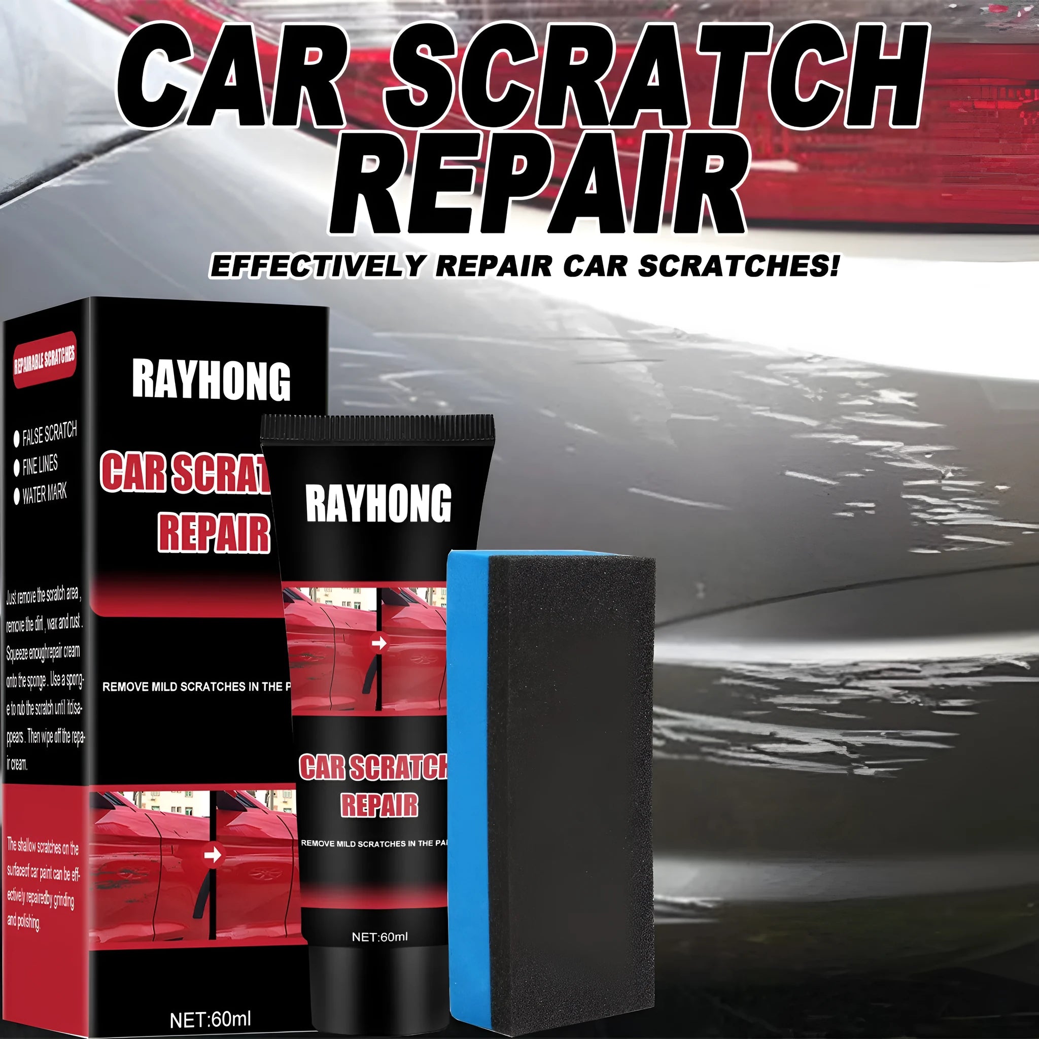 60ml car scratch repair wax set with applicator for paint surface maintenance