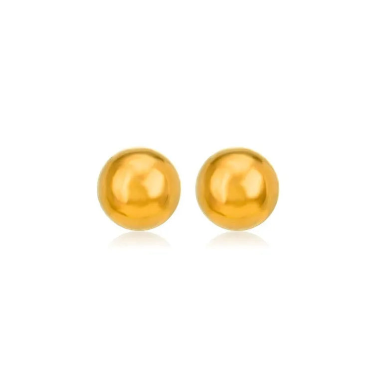 Stainless steel ball stud earrings in gold and silver colours showing 3mm to 6mm size range
