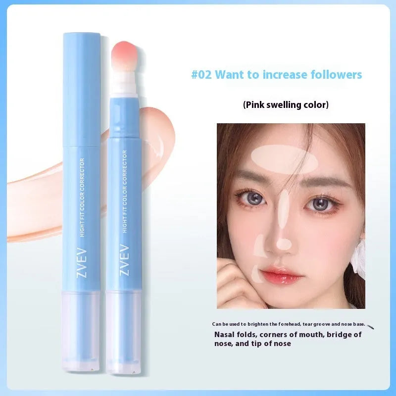 Concealer pen with sponge brush head for clothing stain correction in three colour-correcting shades
