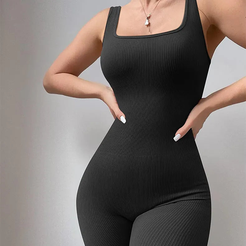 Women's long sleeve suspender tights in spandex with tank top and button details