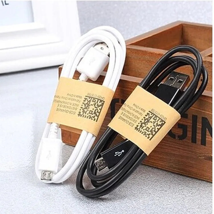 Black Android Micro USB data cable with 1 metre length for charging and data transfer