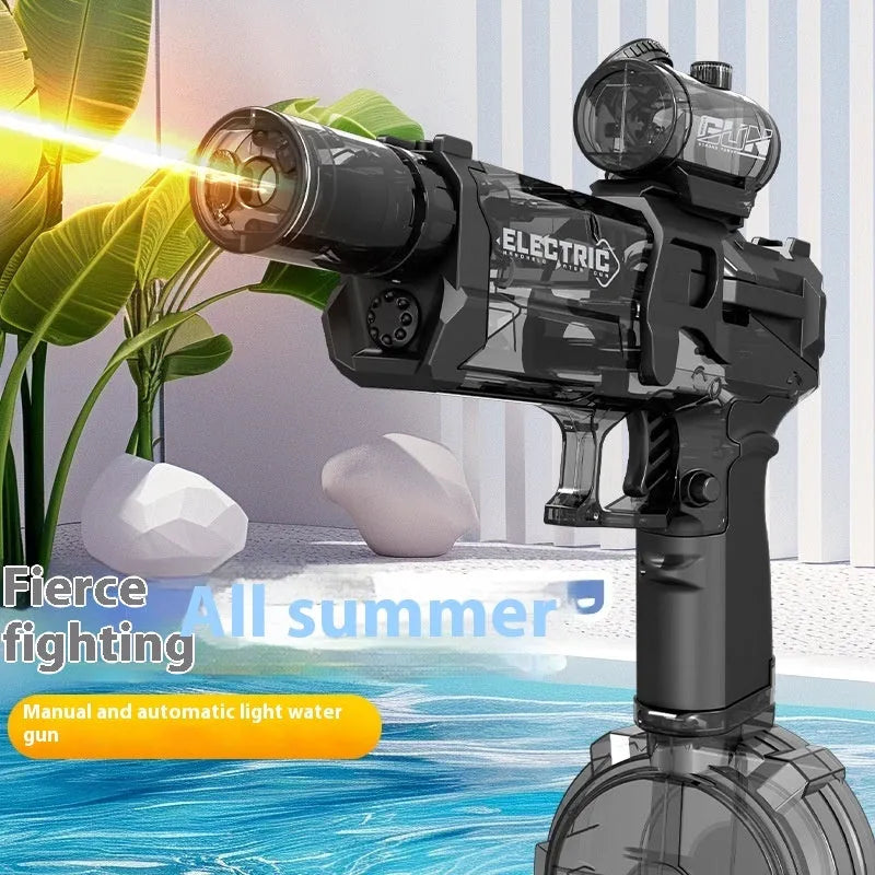 Fire Rat Electric Water Pistol showing black design with cool light effects