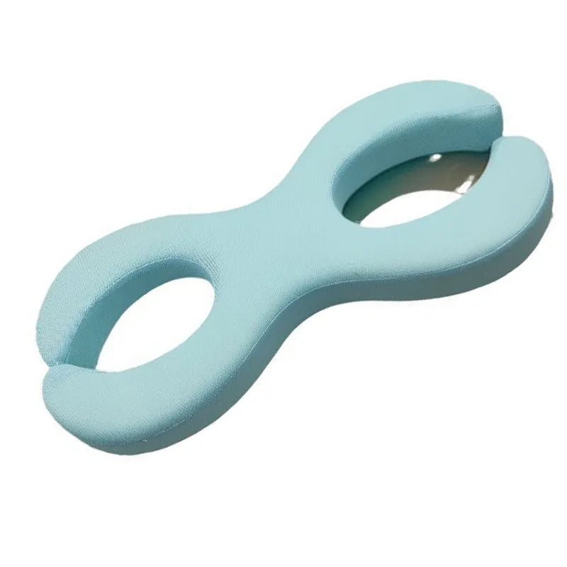 Cool Feeling Blue cylindrical memory foam cervical pillow for neck support during sleep.