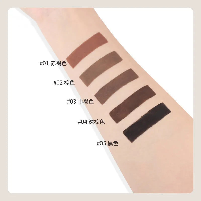 Double-headed eyebrow cream showing pencil and powder ends in one of five colour shades.