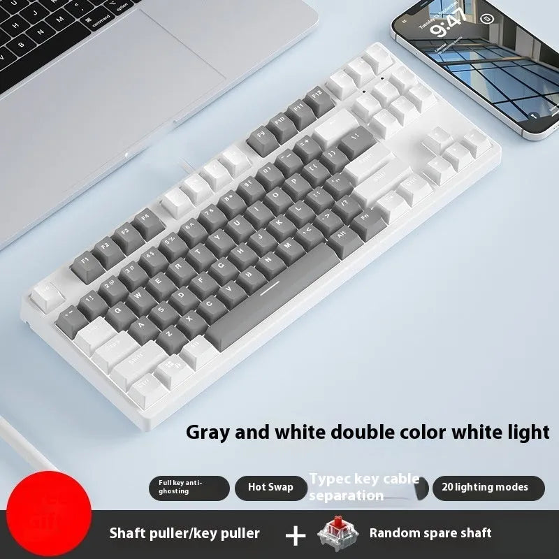 87-key mechanical gaming keyboard with dual-colour keycaps and hot-swappable switches