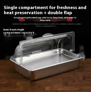 Stainless steel commercial dining plate display box with lid in multiple grid configurations
