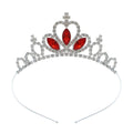 Girl's electroplated alloy princess crown headdress in gold and silver colour variations with gemstone-effect finishes.
