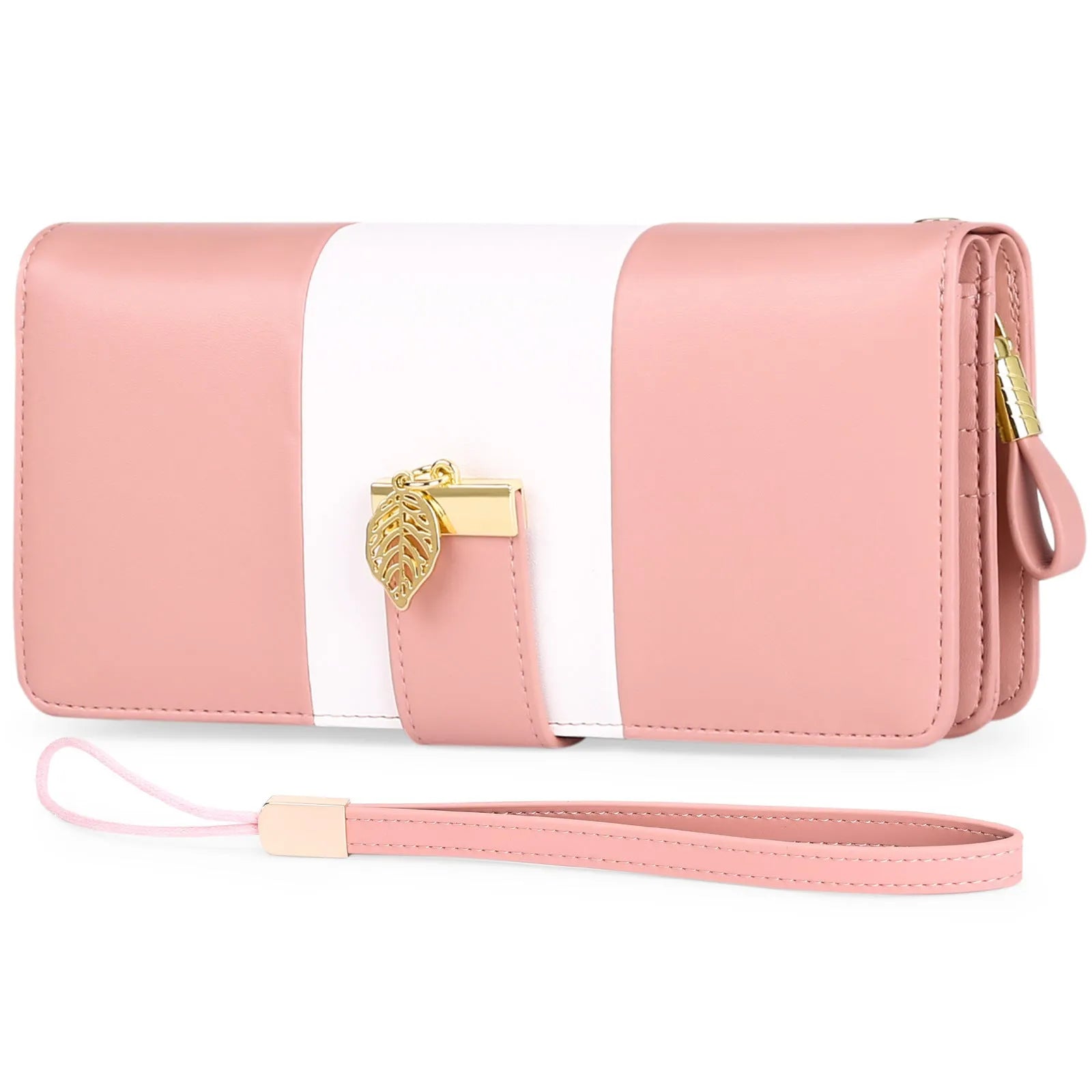 Anti-theft clutch bag in PU leather with zip lock closure, showing interior microfiber lining and compact design