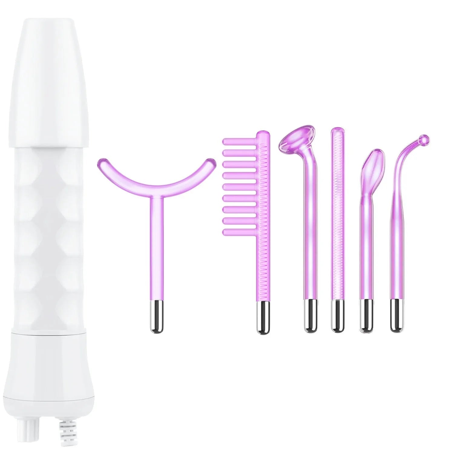 Purple high-frequency electrotherapy beauty instrument with six accessory heads for commercial treatments