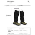 Pair of black 210D Oxford fabric hiking and skiing gaiters leg protectors