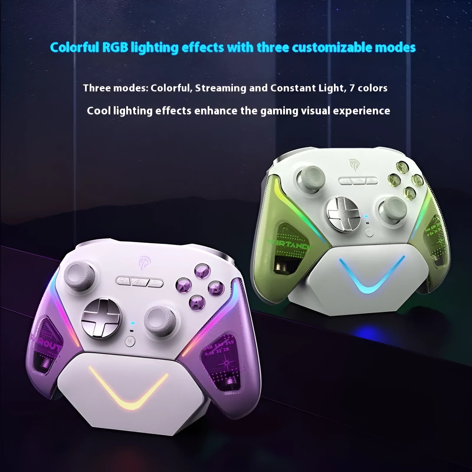 Rocker Smart Dual Trigger Game Controller with charging base in black, green or purple colour