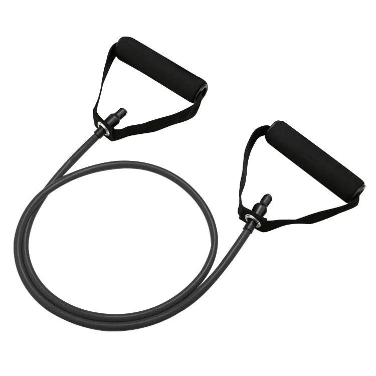 Adjustable chest expander with colour-coded TPE tension ropes showing yellow, green, red, blue, and black resistance levels