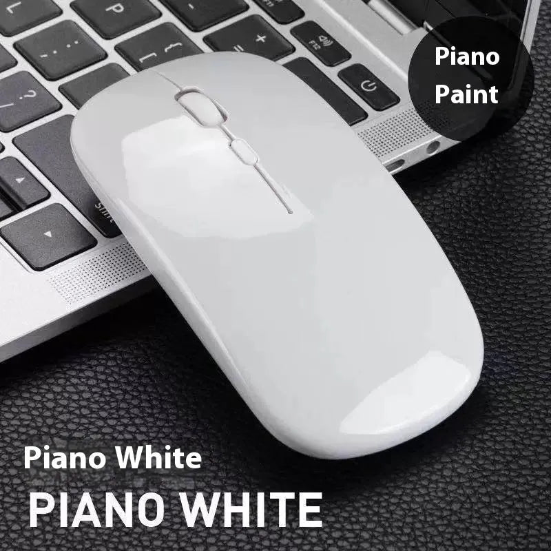 Bluetooth dual-mode wireless mouse with USB receiver and charging cable in grey finish