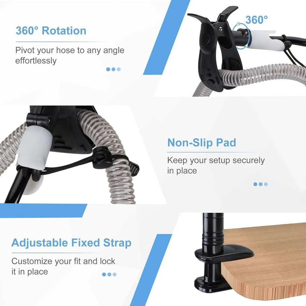 Black ventilator hose bracket made of aluminium alloy and ABS, 95cm length for bedside use