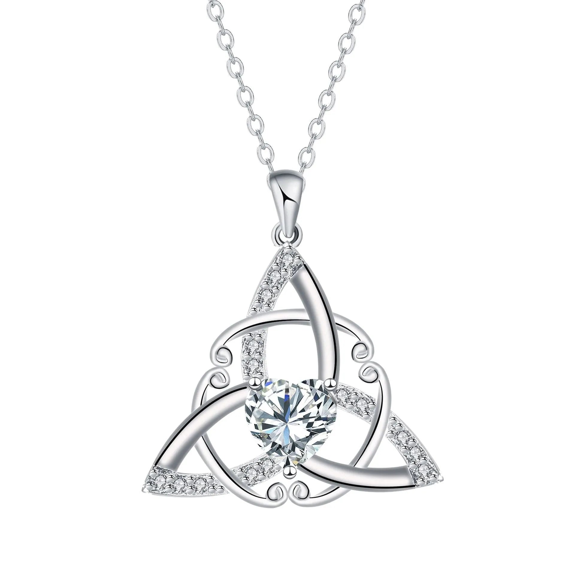 Women's Celtic knot pendant necklace in electroplated copper with geometric design