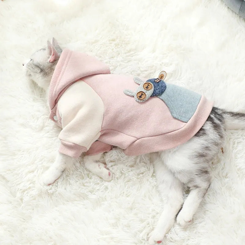 Brown cotton dog sweatshirt on a pet, showing casual fit and soft fabric texture.
