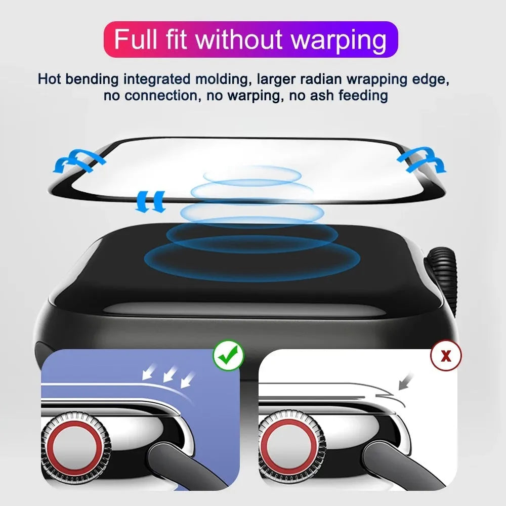 PMMA curved screen protective film for Apple Watch, transparent black colour