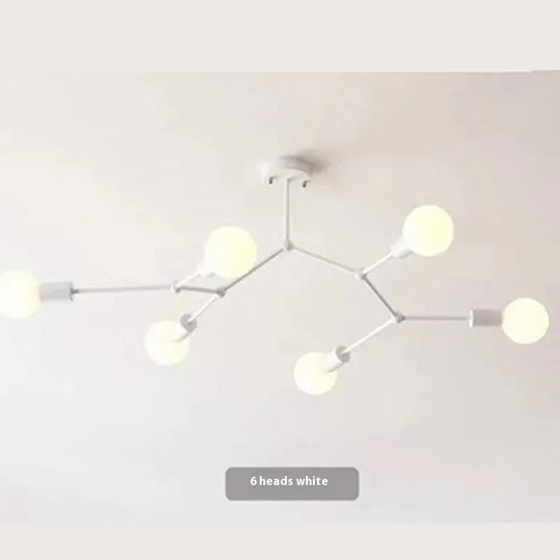 Nordic style iron ceiling lamp with multiple light heads in black or white finish