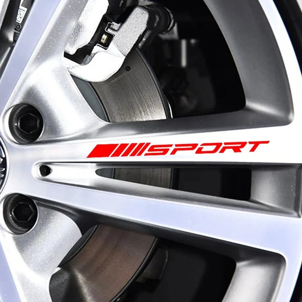 Hollow design black sports car sticker for alloy wheel rims and mirrors measuring 10 by 0.7 centimetres