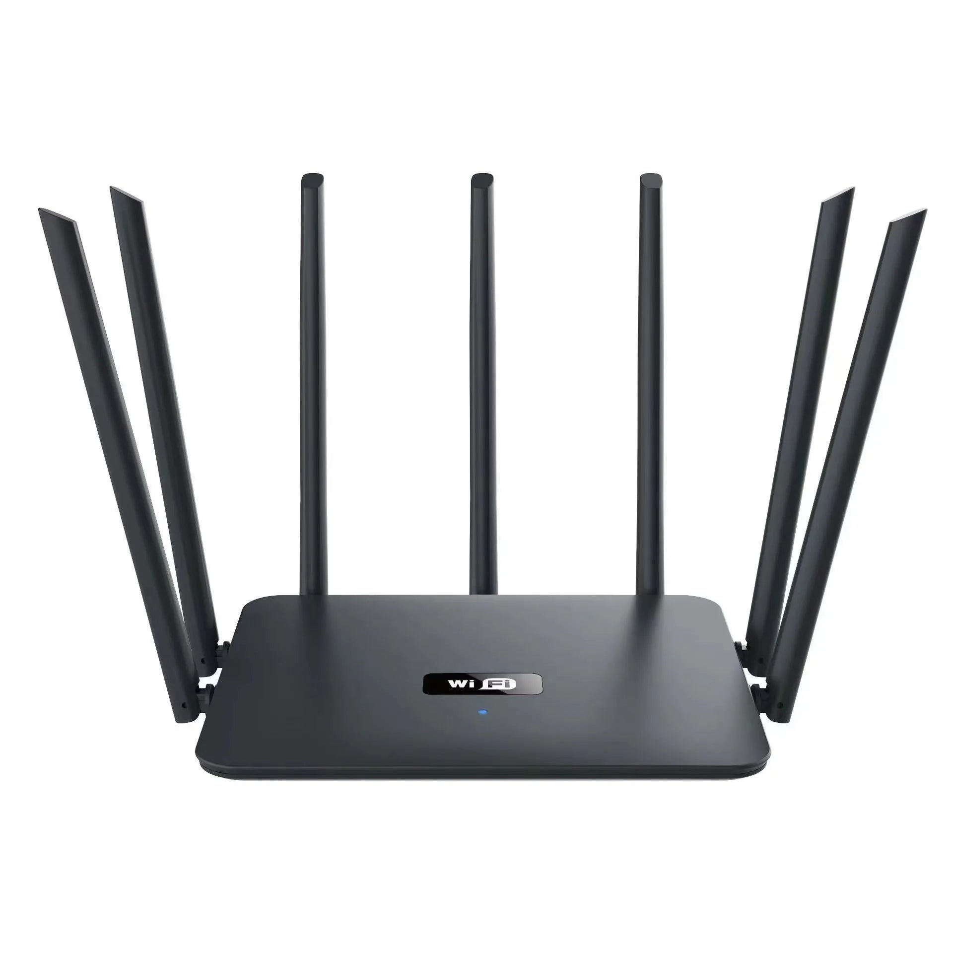Black and white dual-band 5G Gigabit router with multiple antennas for through-wall whole home WiFi coverage