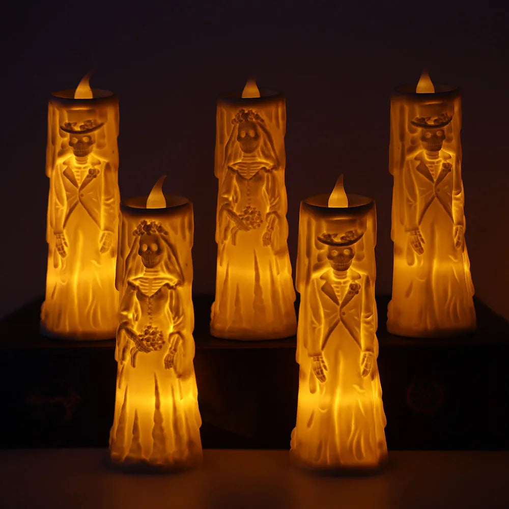 Halloween decoration ghost groom LED candle light in plastic with free size for spooky ambience