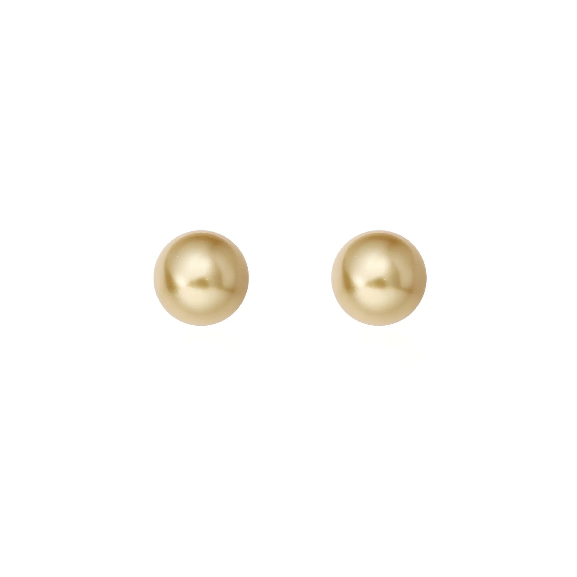 A pair of large silver pearl stud earrings with an eight-pointed star geometric design on a white background.
