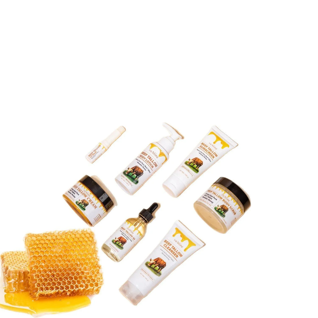 Butter honey seven-piece facial care set with cleanser, cream, lipstick, lotion, scrub and beef fat products
