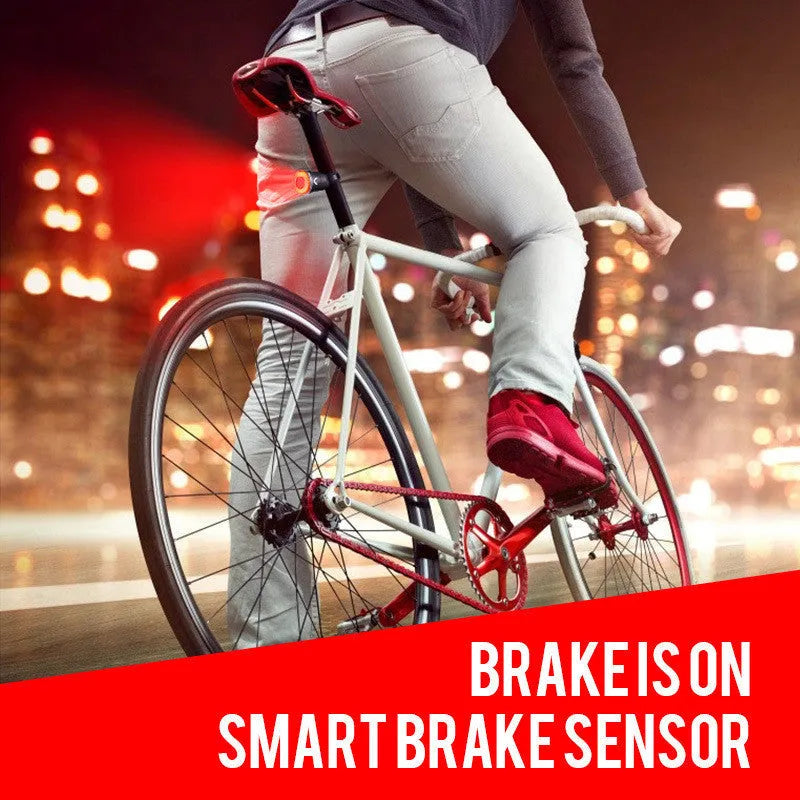 Black USB rechargeable smart brake sensing bicycle taillight with aluminium alloy housing