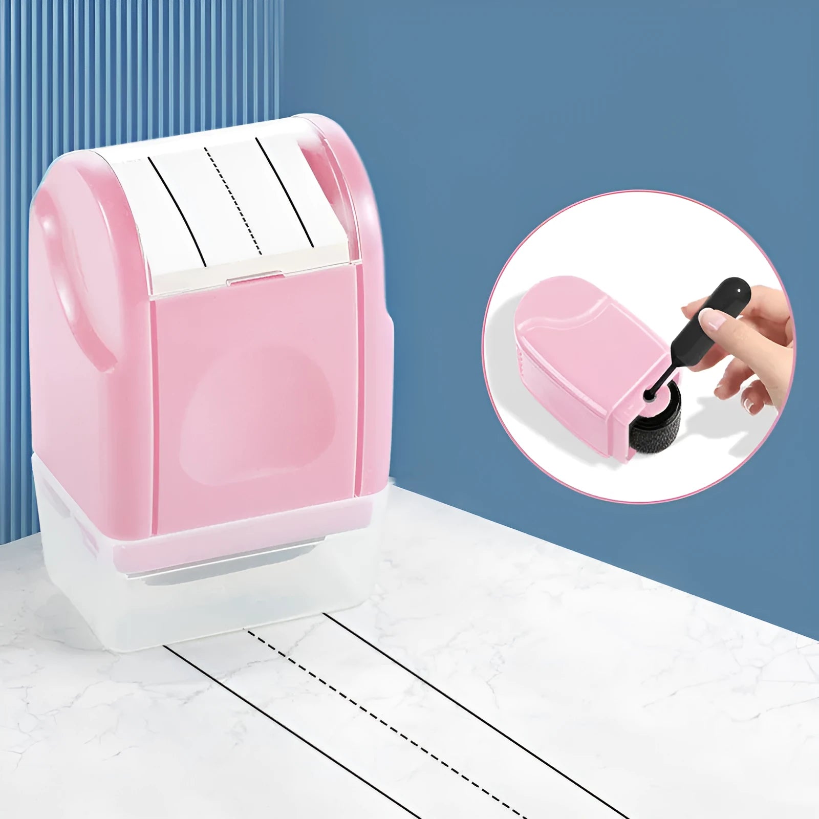 Rectangular plastic roller seal for English line marking in seven colour options
