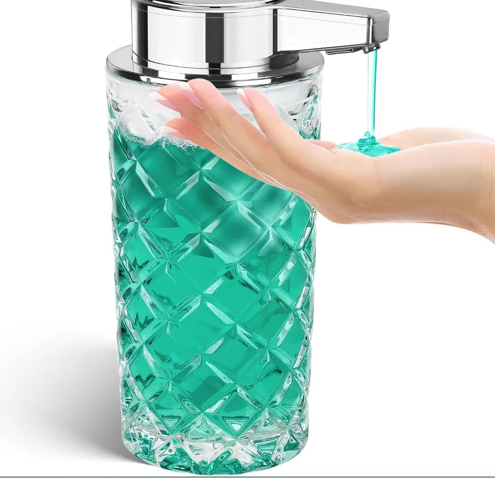 Automatic intelligent soap dispenser with silver-plated PET shell and Type-C charging port.