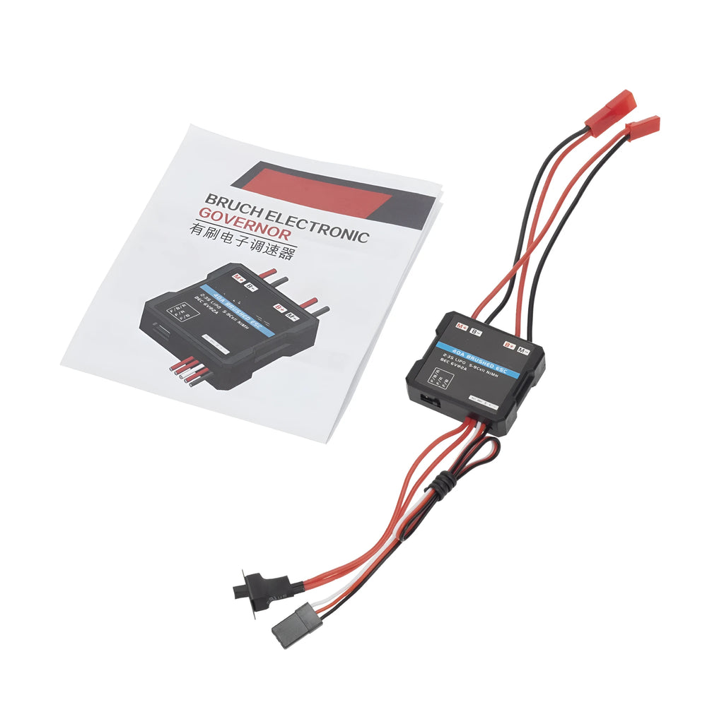 Small 40A brushed electronic speed controller for RC cars and trucks with climbing mode.