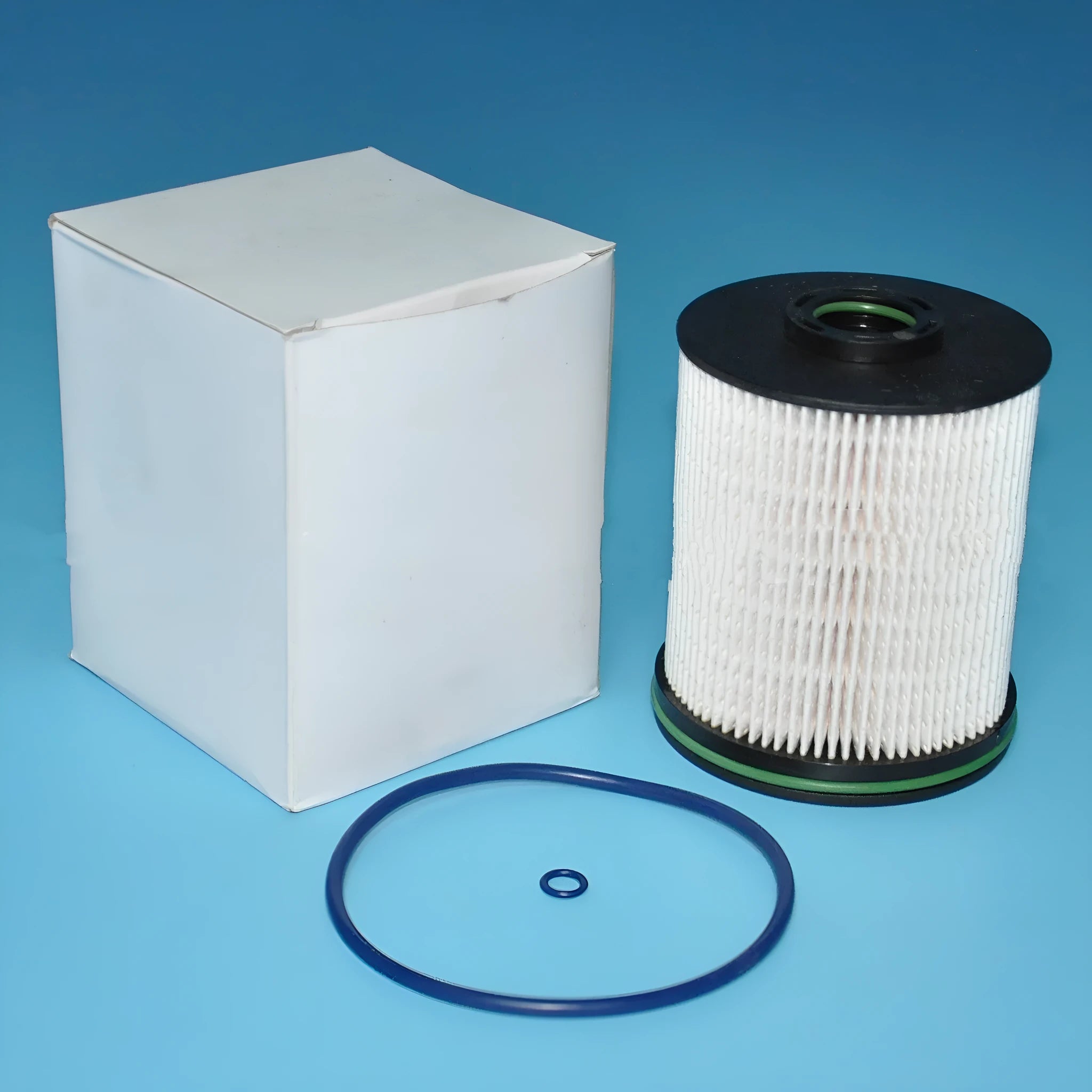Diesel fuel filter element with gasket for Vauxhall and Opel Astra vehicles showing dimensions
