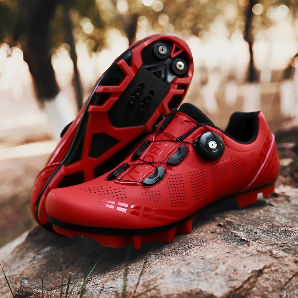 Breathable cycling shoes for men women PU upper nylon outsole latex insole black red white sizes 37-46
