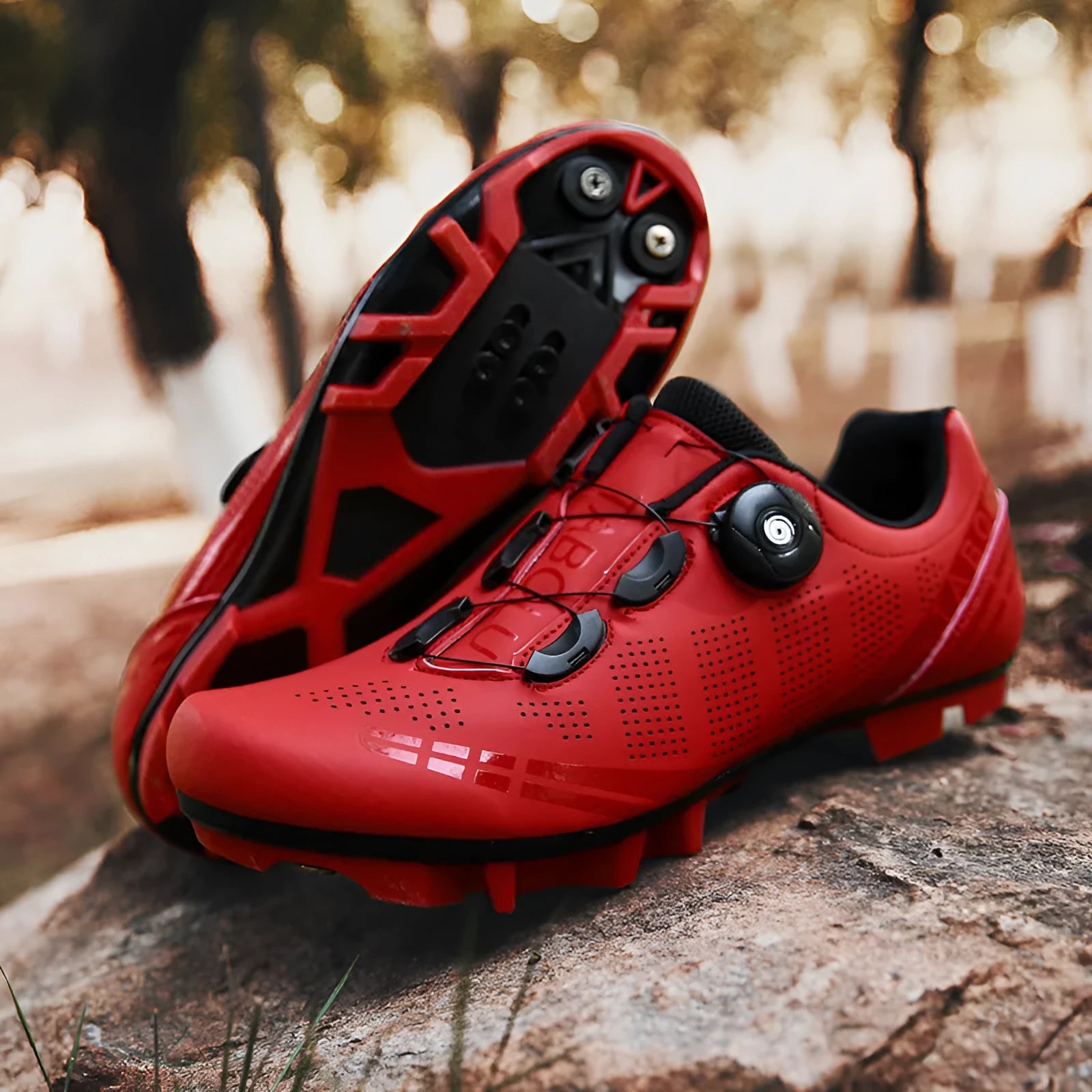 Breathable cycling shoes for men women PU upper nylon outsole latex insole black red white sizes 37-46