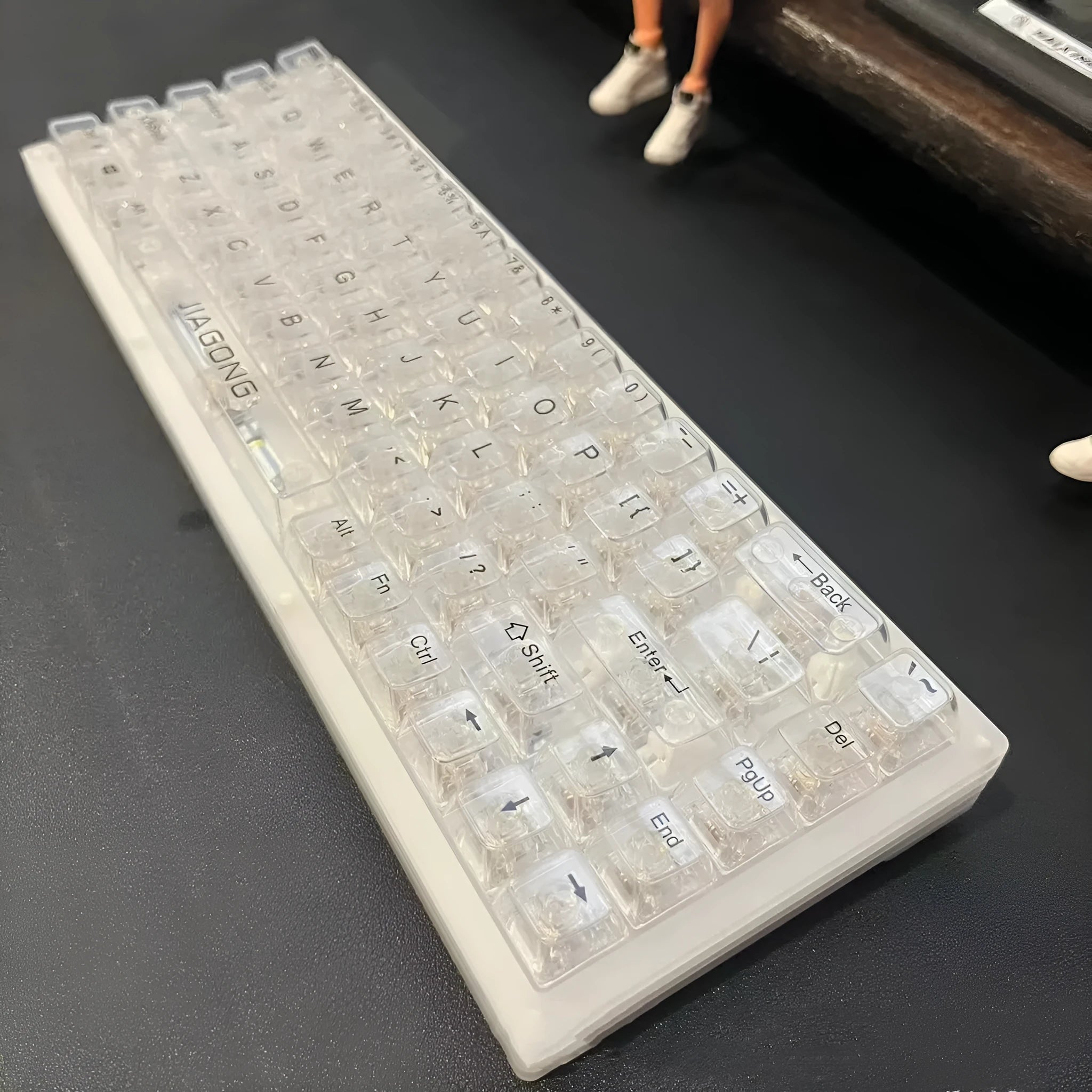 132 transparent plastic key caps for mechanical keyboard replacement arranged in set